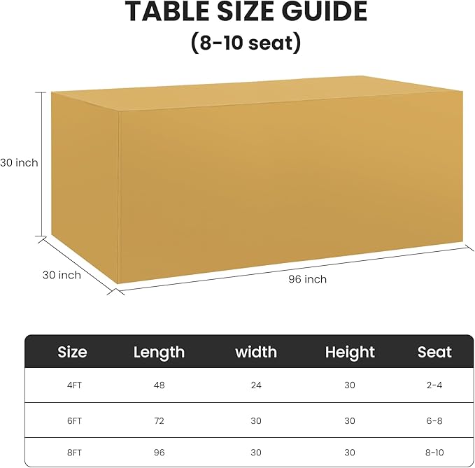 Ascoza 2 Pack Fitted Tablecloth for 8 Foot Rectangle Tables 96 x 30 Inch Gold Table Covers Water Resistant Polyester Table Cloth for Wedding, Parties,Display, Trade Show (Gold)