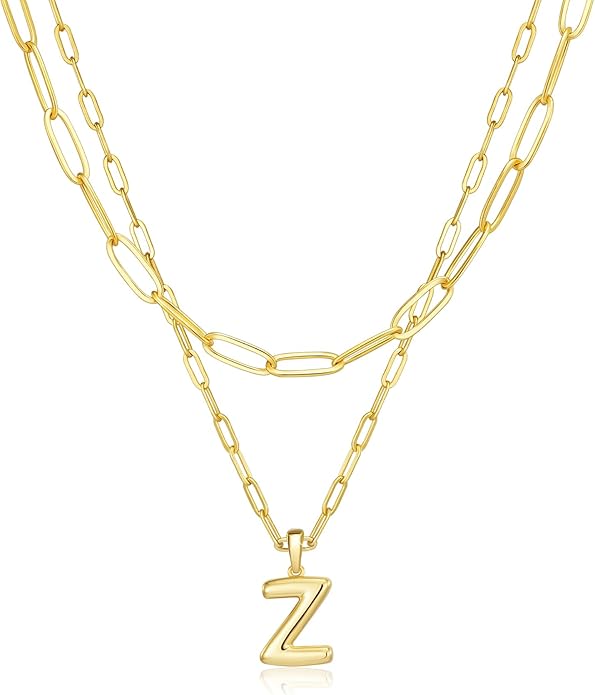 adoyi Valentines Day Gifts for Women Hers Dainty 14K Gold Plated Heart Initial Necklaces Layered Letter A-Z Pendant Necklace Stack Trendy Jewelry Birthday Valentines Day Gifts for Women Jewelry