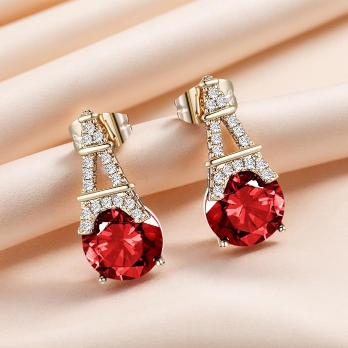 Alphabet Earring for Women, 18K Gold Plated Brass with Cubic Zirconia.