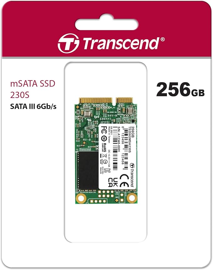 Transcend 256GB mSATA SSD with Dram Cache, Up to 530MB/s, Mini SATA III 6G/s Internal Solid State Drive for Ultrabook, Desktop, Tablet, PC, GPS, Server, 3D TLC NAND Flash, LDPC Error Correction, ECC
