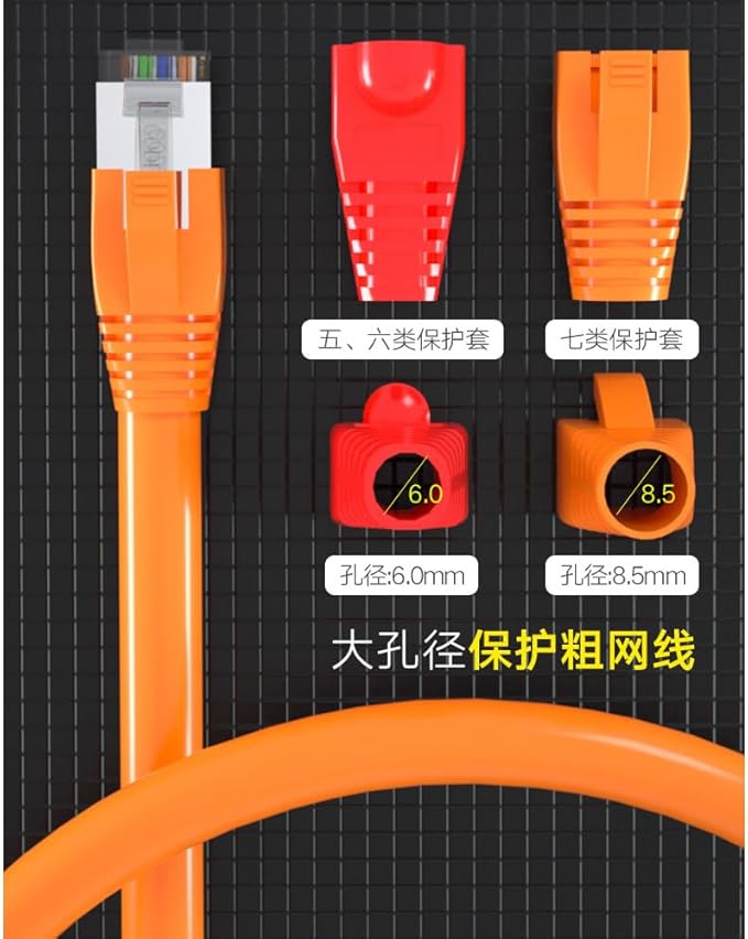 50 Pcs Cat7 Cat7A Cat8 Strain Relief Boot, RJ45 Plug Connector Cover Modular Network Plug Connector Cap Cable Connector Boots, Red