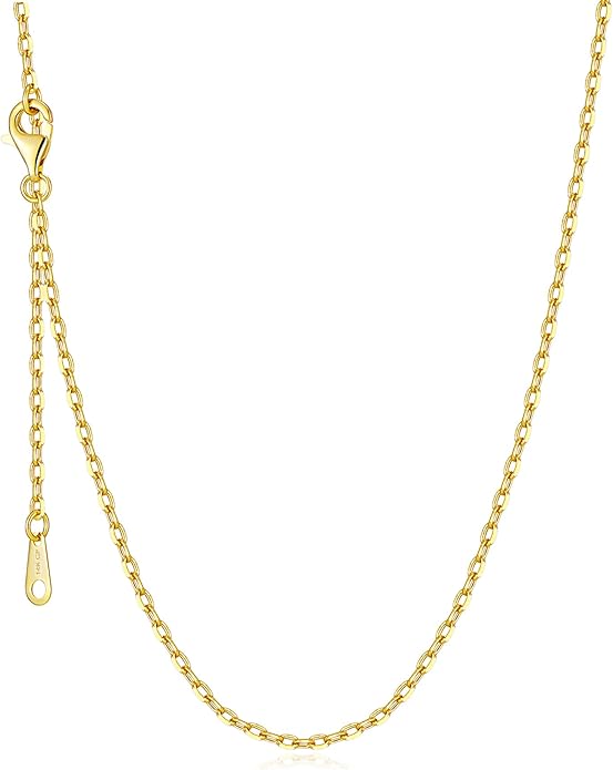 BEAYEG 14K Gold Chain Necklace for Women, Solid Chain Necklace, Hypoallergenic Durable Everyday Gold Jewelry Gift Ready (Length, 20inchs,Diameter1.6mm/1.8mm/2mm