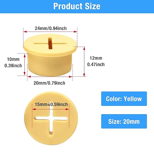 Desk Grommet, 3/4 in 20 mm Silicone Rubber Grommets, Yellow Desk Hole Cover for Cables, Flexible Wall Cord Pass Through Grommet for Office Table Computer Home Furniture Wire Organizer-8 Pcs