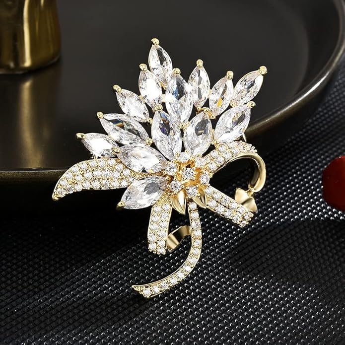 Flower Brooch for Women Rhinestone Flower Brooch Pins Floral Brooches Jewelry Gift for Mom Wife