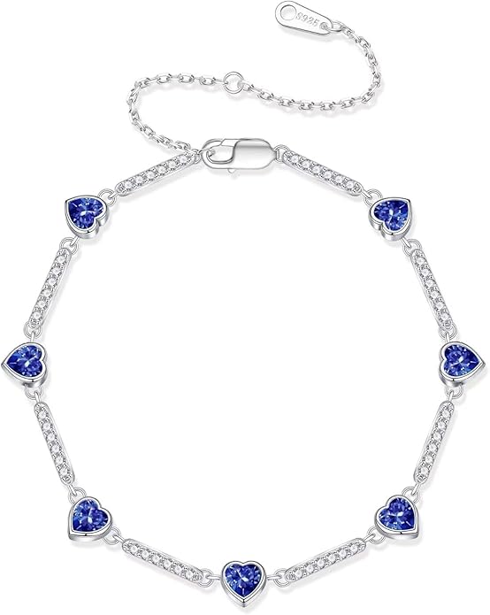 Iefil Valentines Day Gifts for Her - 925 Sterling Silver Heart Charm Link Bracelet, Anniversary Birthday Gifts for Women Wife Mom Girlfriend Daughter, 6"+2"