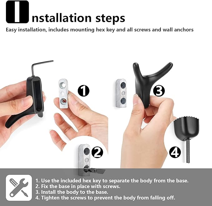 4 Packs Towel Hooks,Coat Hook Cow Head Wall Hooks, Metal Heavy Duty Wall Hooks for Hanging Coats, Hats, Bags, Kitchenware and Towels in Living Room, Kitchen, Bedroom and Bathroom (Black)