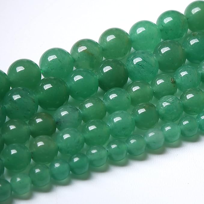 60pcs 6mm Natural Green Aventurine Beads Semi Precious Round Smooth Gemstones Beads for Jewelry Making DIY Necklaces Bracelets