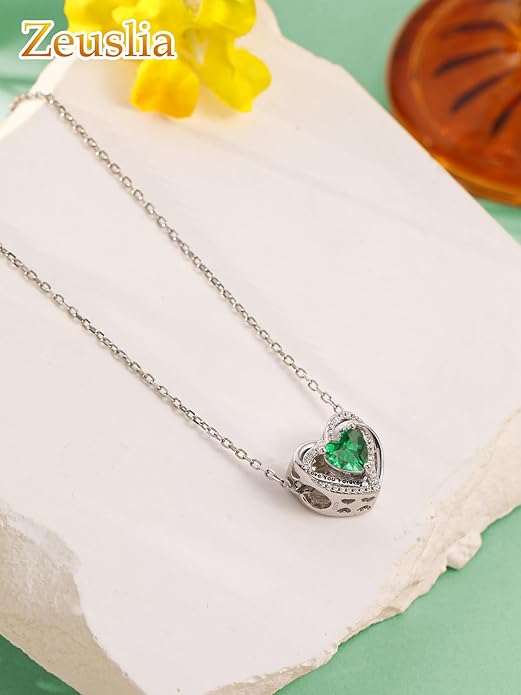 Heart Birthstone Charms for Bracelets, 925 Sterling Silver Women Bead Charms for Charm Bracelets Necklace, Mother's Day Birthday Anniversary Jewelry Gifts for Wife Mom Grandma Daughter