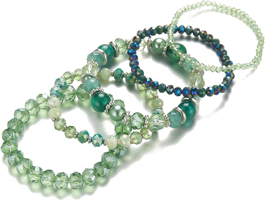 Noessla Beaded Boho Stretch Bracelet Colorful Stackable Crystal Beads Bracelets Trendy Costume Jewelry Mothers Day Gifts for Women