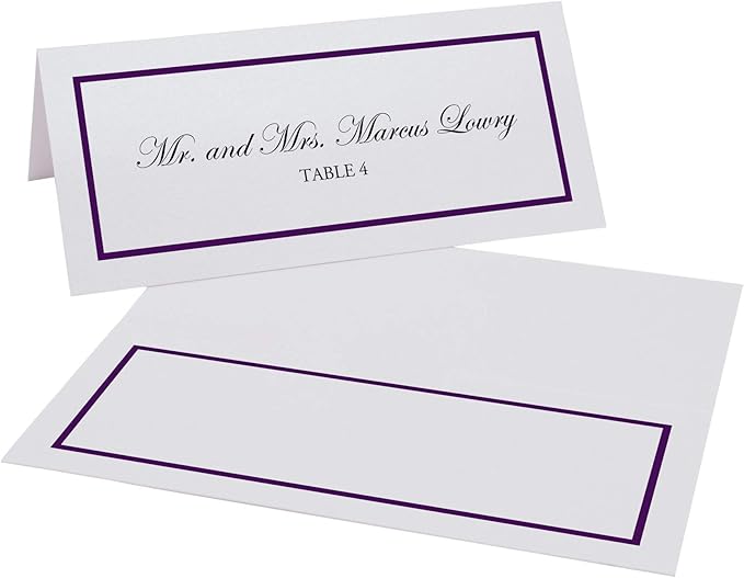Single Line Border Place Cards, Eggplant (Choose Color), Set of 60, Pre-cut and Scored - Wedding, Party, Dinner, and Special Events - Made in the USA