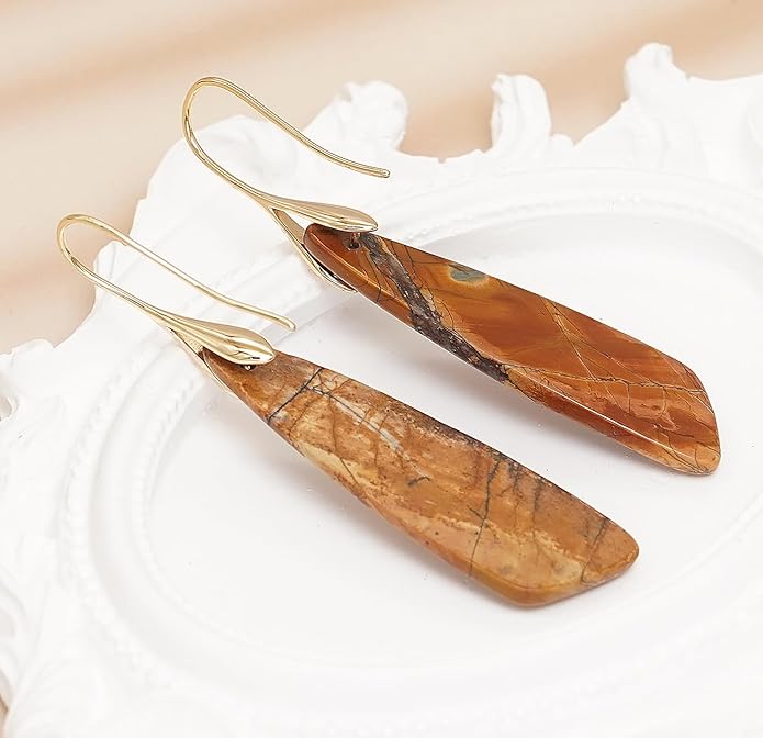 Natural Stone Earrings for Women Boho Triangles Dangle Drop Earrings