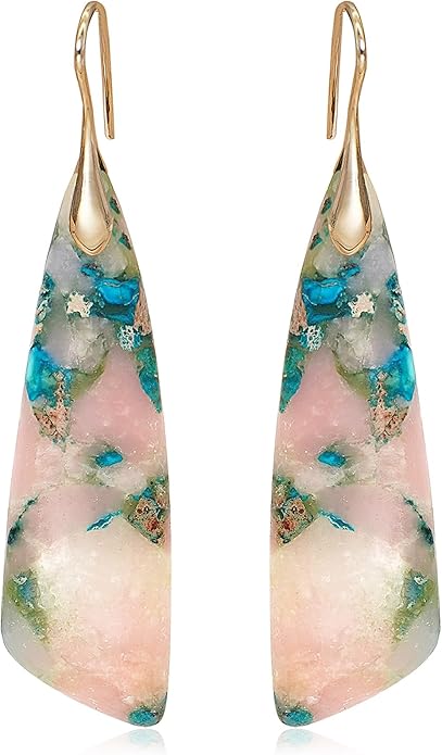 Natural Stone Earrings for Women Boho Triangles Dangle Drop Earrings