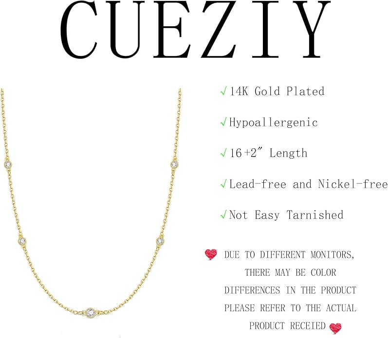 Valentines Day Gifts for Women Her - Dainty Necklaces for Women Cute Station Choker Simulated Diamond Necklace Simple Layering CZ Necklace Trendy Jewelry Gifts