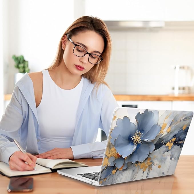 Teryeefi Compatible with A2681 A3113 A3240 MacBook Air 13.6 inch Case M2 M3 M4 Release 2022-2025,Protective Slim Cover + Keyboard Cover+OTG Adapter for 13.6 inch MacBook Air Liquid Retina, Art Florals