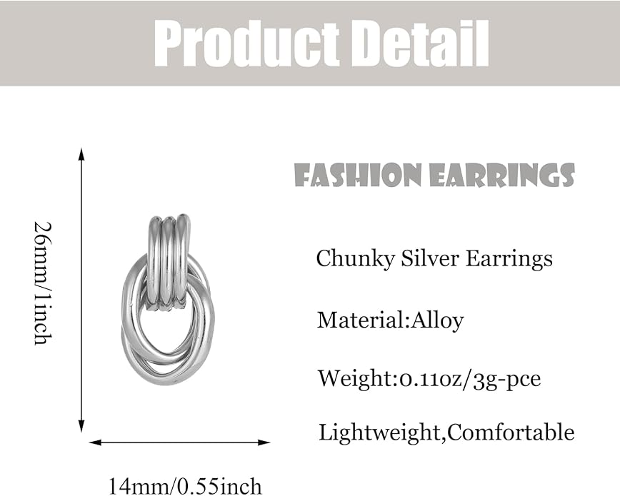 Gold/Silver Statement Geometric Earrings for Women Chunky Gold Knot Link Drop Dangle Earrings Trendy Jewelry Gift