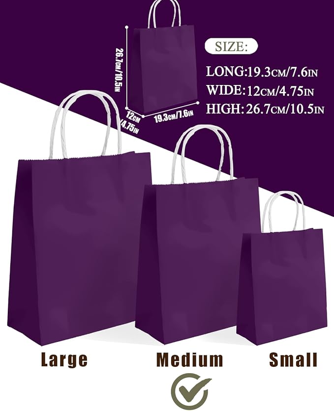 qiqee 30PCS Medium Gift Bag with Handles Bulk 11"x5"x8" Gift Bags Cardamom Purple Bags Multiple Uses (Medium Size)