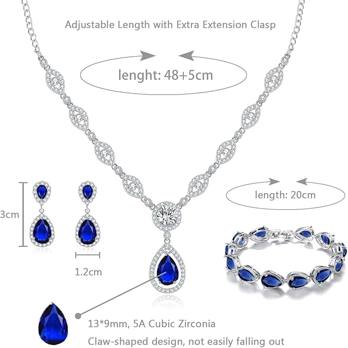 GULICX AAA Cubic Zirconia CZ Silver Plated Base Women's Party Jewelry Set Earrings Pendant Necklace
