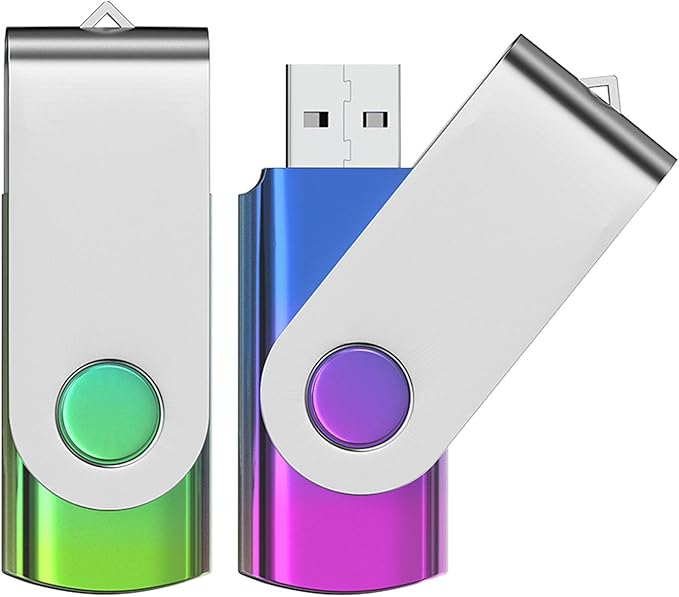 ABLAZE 1GB Flash Drive 2 Pack, USB 2.0 Thumb Drives with Lanyards Swivel USB Memory Stick 1GB（Green and Purple