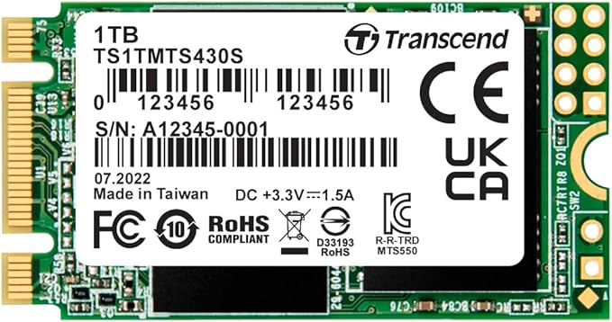 Transcend 1TB M.2 2242 SATA III SSD with Dram Cache, Up to 560MB/s, Compatible w/Ultrabook, Laptop, PC, Desktop, 3D TLC NAND Flash Internal Solid State Drive, LDPC Error Correction, SLC Cache, B+M Key