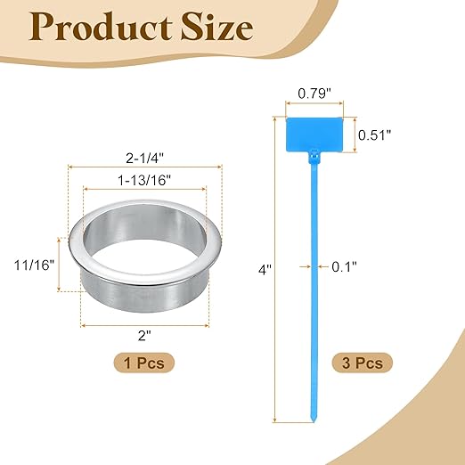 uxcell Desk Grommet, 2" (50mm) Zinc Alloy Cable Hole Cover Wire Cord Organizer with Marked Cable Ties for Home Office Desktop Wire, Silver Tone
