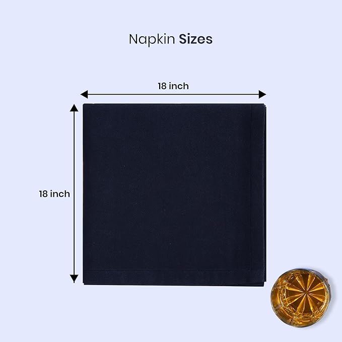 LFH Home Cotton Rich Metered Napkins for Dining Table Set of 12, Elegant Cloth Napkins for Wedding Party or Everyday Use Machine Washable Durable Reusable and Soft for Hosting 18x18 Inch - Navy