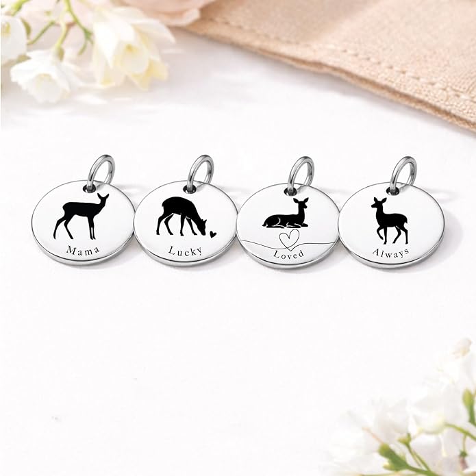SM Design Mama Animal Charm Set – Set of 4 Stainless Steel Charms – Motherhood & Family Keepsake Jewelry Charmss