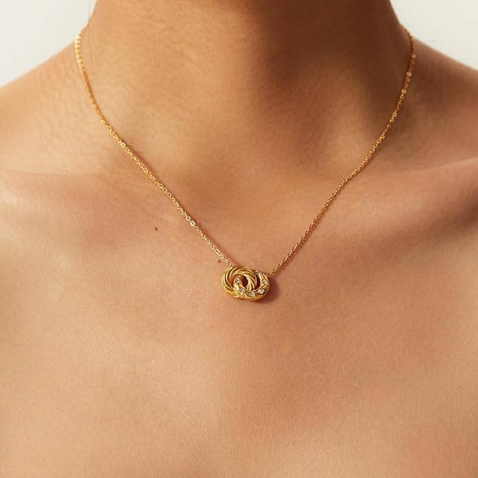 IBARA Women Gold Dianty Necklace Sun Crescent Moon Star Evil Eye Lock Lovely Heart Flower Butterfly Pearl Pendant Coin Necklaces 18K Gold CZ Diamond Filled Chain Boho Beach Simple Handmade Jewelry