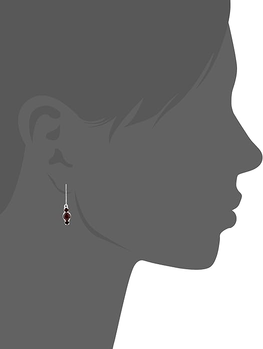 Amazon Essentials Sterling Silver Genuine and Created Gemstone Three Stone Birthstone Leverback Dangle Earrings