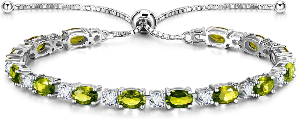 FANCIME Birthstone Tennis Bracelets Sterling Silver Bolo Tennis Bracelets Charm Fine Jewelry Birthday Gifts for Women Mom Wife Her