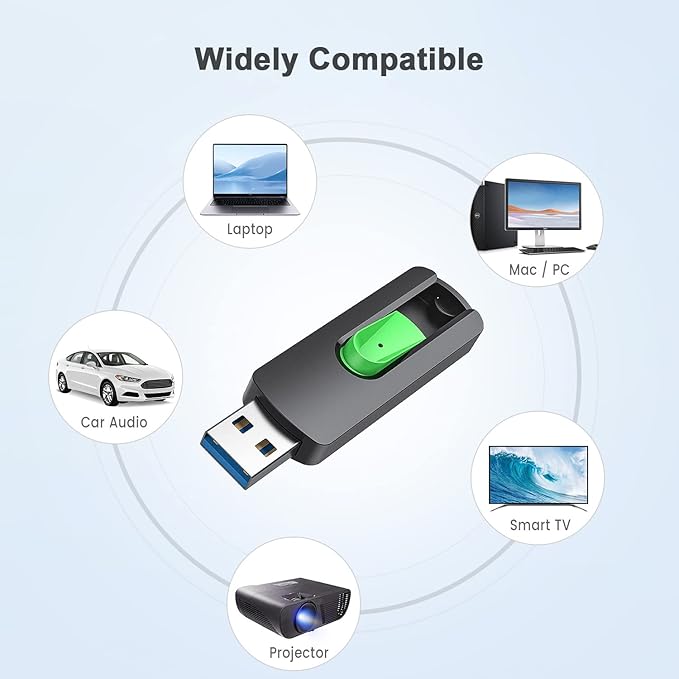Aiibe 64GB USB 3.0 Flash Drives 5 Pack 64GB Thumb Drive USB Drives High Speed Upgraded 110MB/s USB 3.0 Memory Stick Jump Drives (Cyan, Green, Purple, Red, Yellow)