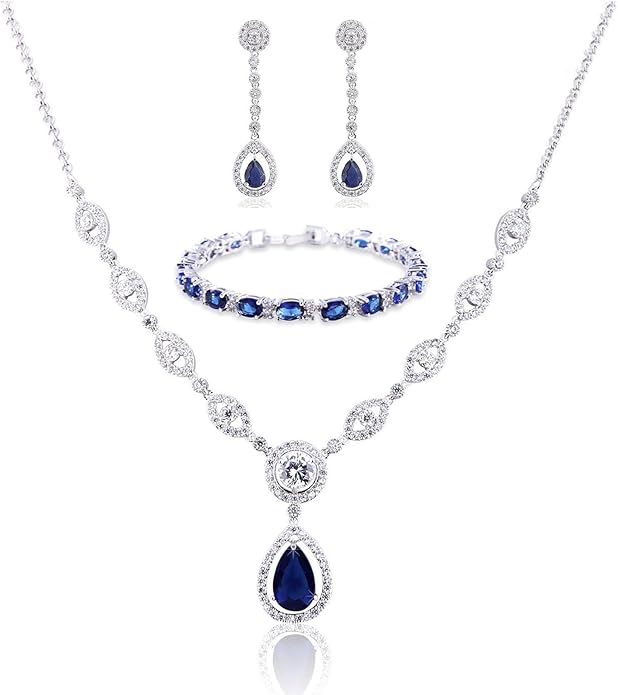 GULICX AAA Cubic Zirconia CZ Silver Plated Base Women's Party Jewelry Set Earrings Pendant Necklace