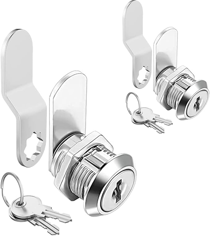 Cabinet Cam Locks Keyed Alike, 5/8'' Fits on 3/8'' Max Door Thickness, Secure File Drawer Mailbox RV Storage Replacement Set, Zinc Alloy (5/8 Inch 2Pcs)