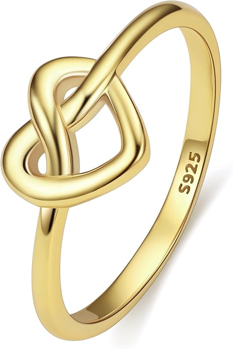 Bestyle 925 Sterling Silver Ring for Women, Minimalist Claddagh Ring Celtic Knot Ring for Women, Irish Promise Wedding Band, Gold/Rose Gold Vermeil Women Band Ring, Stackable, Gift for Her