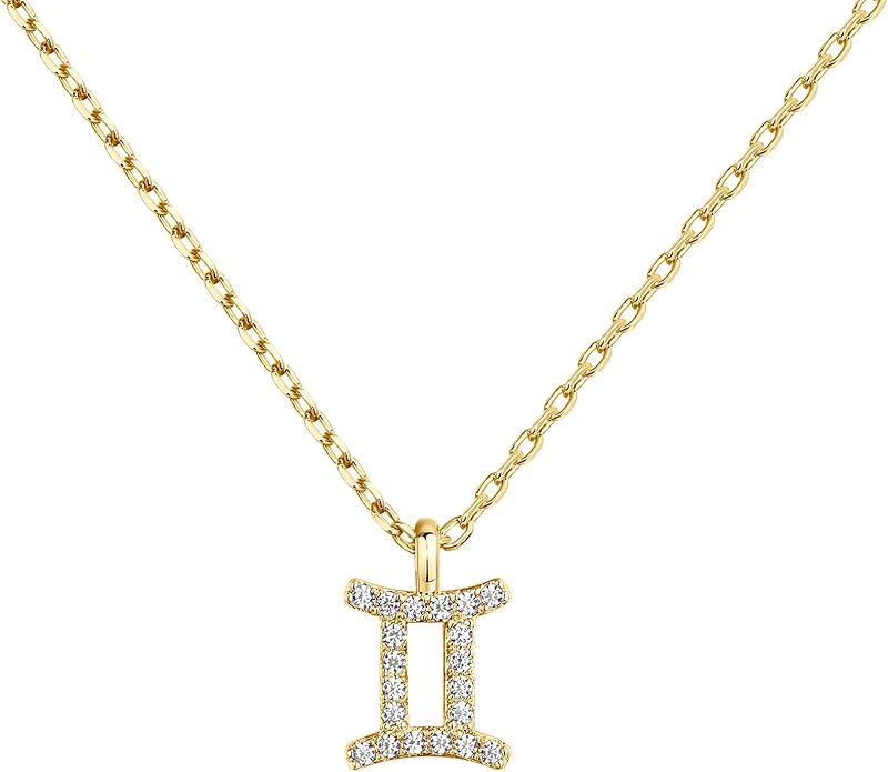 PAVOI 14K Gold Plated Cubic Zirconia Astrology Necklaces for Women - Zodiac Pendant Jewelry Gifts - Zodiac Sign Pendant Necklaces