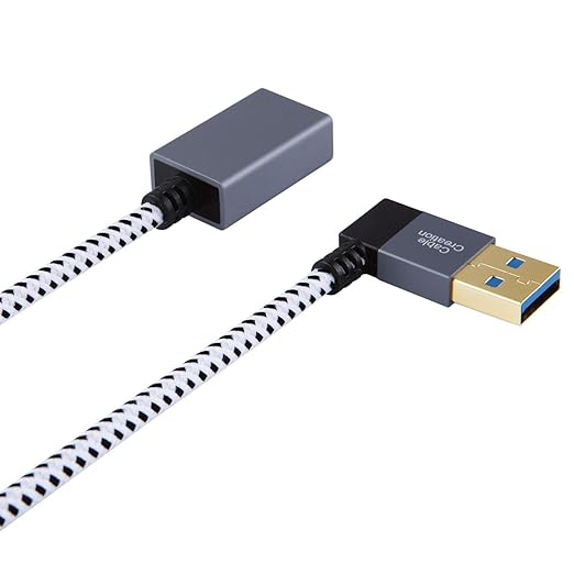 CableCreation Short USB 3.0 Extension Cable 1FT, Left Angle USB Male to Female Extender Cord, 90 Degree USB 3.0 for VR, PlayStation, Xbox, Keyboard, Space Gray 0.3M
