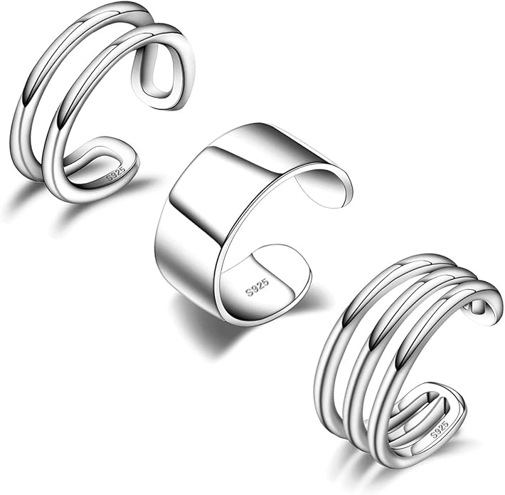 CHIC & ARTSY 925 Sterling Silver Ear Cuffs for Women, Non Piercing Clip On Cartilage Cuffs, Adjustable Fake Conch & Helix Earrings, Gold Plated & Oxidized Various Styles