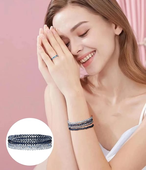 Noessla Beaded Boho Stretch Bracelet Colorful Stackable Crystal Beads Bracelets Trendy Costume Jewelry Mothers Day Gifts for Women