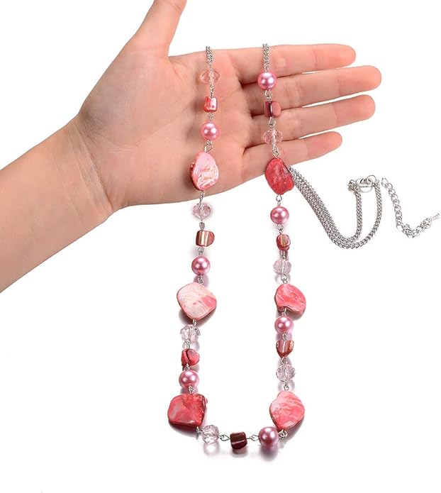 PEARL&CLUB Long Beaded Necklaces For Women - Sweater Chain Fashion Jewelry Necklace Gifts For Women