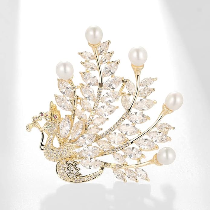 14K Gold Majestic Phoenix Brooch Embellished with Lustrous Pearls and Colorful Gemstones, Sophisticated Jewelry for Memorable Events, Must-Have Accessory for Elegant Women