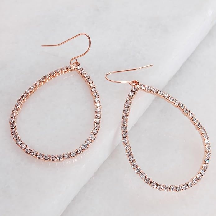 Simulated Diamond Teardrop Dangle Earrings For Women - Gold or Silver Tone with Cubic Zirconia - Hypoallergenic and Safe for Sensitive Ears
