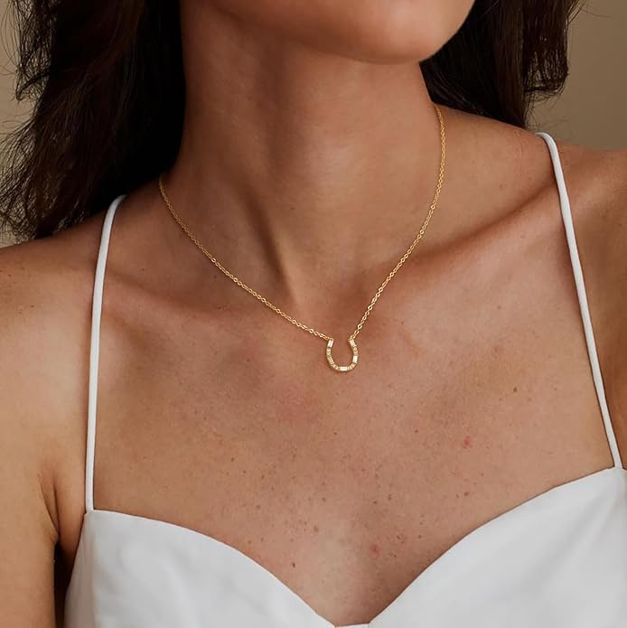 CHESKY 14K Gold Plated Pendant Necklace for Women, Dainty Pendant Necklace Trendy Cubic Zirconia Choker Necklaces for Women Simple Gold Everyday Jewelry