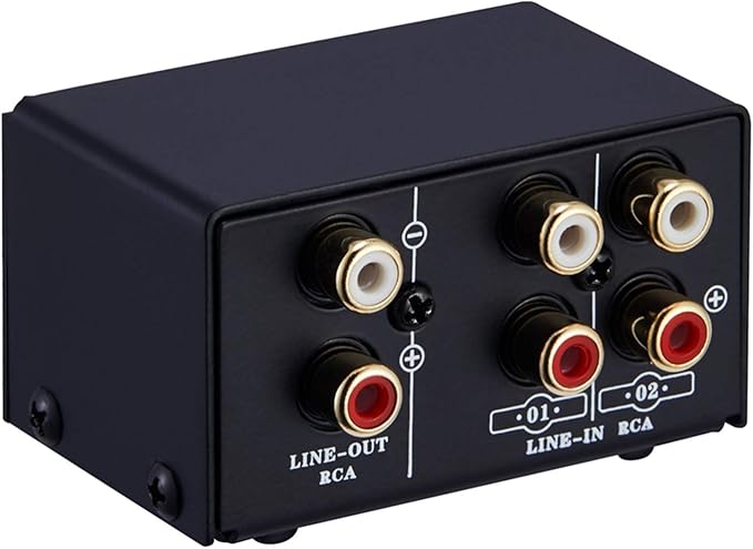 Audio Switcher RCA 2 in 1 Out/1 in 2 Out A/B Switch Stereo Audio Splitter Box with No Distortion RCA Jack for Switching Between Computer Speakers and Headphones