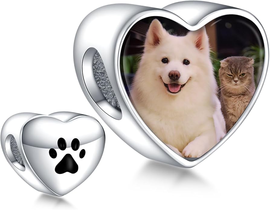 Annmors Personalized Photo Charm for Bracelet Necklaces,925 Sterling Silver Charm Love Heart Shaped Engraved Customize Picture Gift for Birthday Mother's Day Christmas,Bead Charms Jewelry for Women