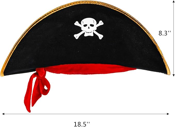 Tebery 6 Pcs Halloween Pirate Captain Hat, Skull Print Pirate Costume Party Hats, Classic Pirates Captain Cap, Pirate Theme Party Favors Supplies for Cosplay Party, Halloween