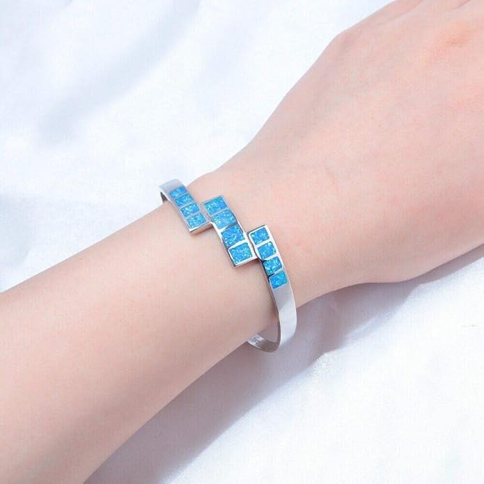 CiNily Womens Cuff Bracelet,Opal Bangle Bracelets Gold Plated Hypoallergenic Ladies Gemstone Open Cuff Bangle Bracelet