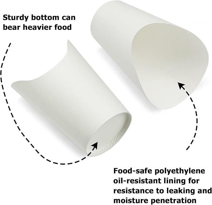 CAMKYDE 50 Pcs Disposable White Charcuterie Cups, 14oz French Fries Holder French Fry Cups for all Occasions (14oz, White)