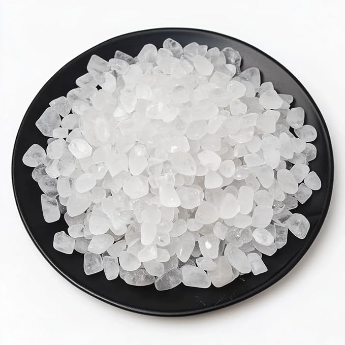 Polished Milky Quartz Crystal Chips 200 Pcs - 0.3" 10 oz Tumbled Stone Chips Crushed Sea Glass Stones Healing Reiki Crystal Making Home Decoration