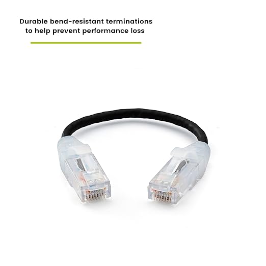 TRUECABLE Cat6 Component Rated Patch Cable, Unshielded (U/UTP), 6in, Black, 28AWG Solid Copper, Snagless 10G High-Speed Ethernet Cable, PoE++ 4PPoE 100W, UL Listed, RoHS-3, 1 Pack