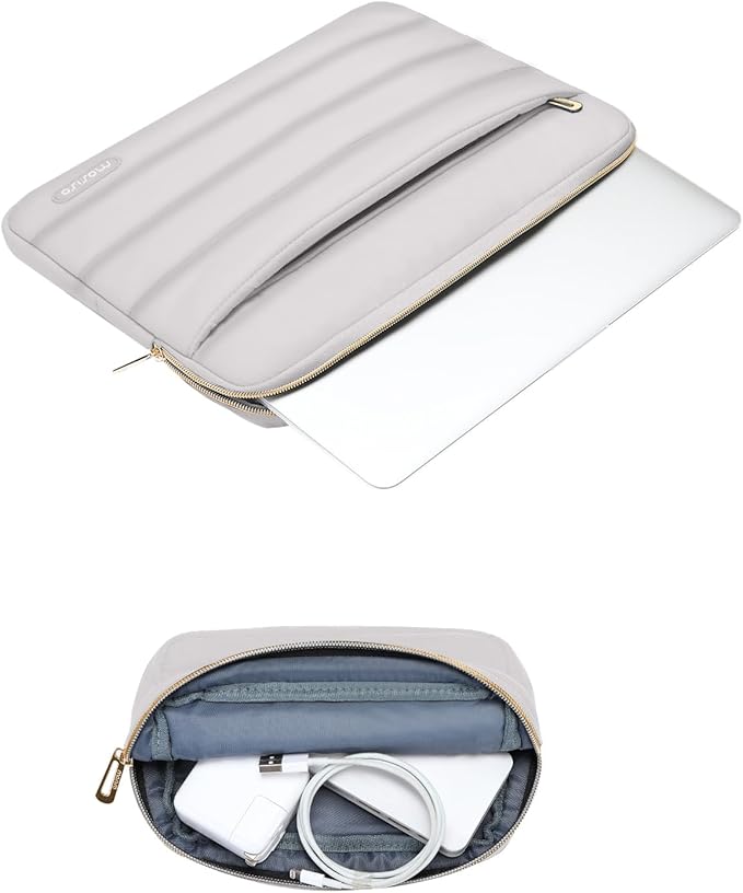 MOSISO 15-15.6 inch Laptop Case, 16 inch Puffy Laptop Sleeve Compatible with MacBook Pro 16, HP Dell ASUS Acer Toshiba Lenovo Notebook Computer, Polyester Horizontal Bag with Small Case, Gray