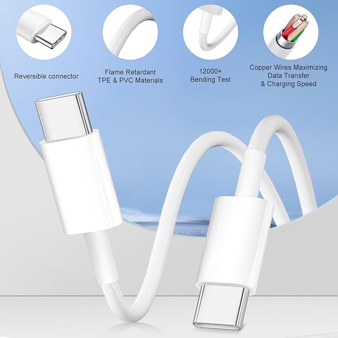 Fast iPhone 16 15 Charger,Dual Port USB C Charger Fast Charging Block,2Pack Quick USB C Apple Wall Power Adapter,6FT USBC to C Cable for iPhone 16 Pro Max/16 Pro/16 Plus/16e/15 Pro Max/15 Pro/iPad Pro